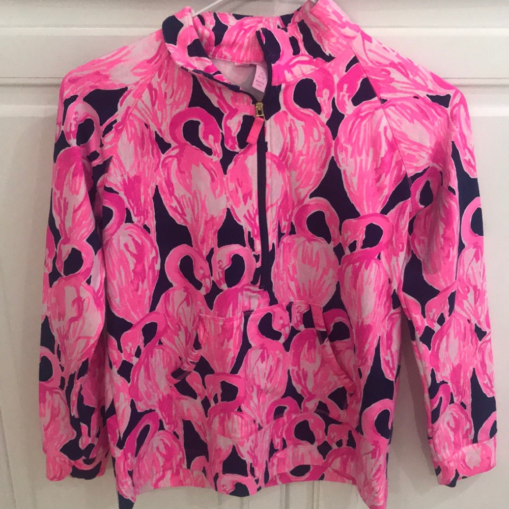 Lilly Pulitzer Girls Pink Flamingos pullover 12-14